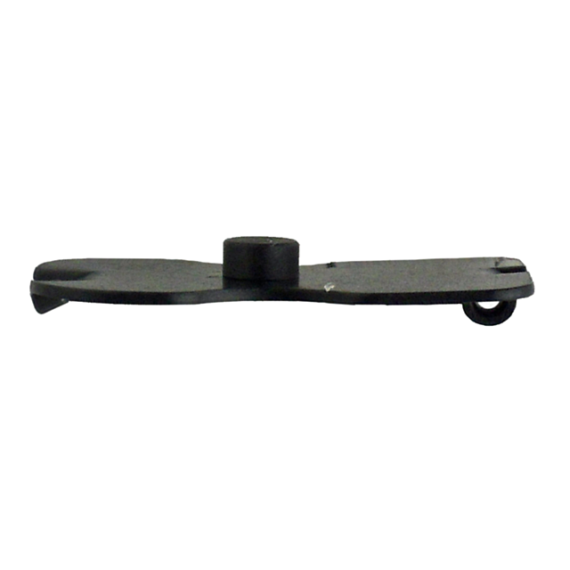 The MAGAZINE BASE LOCK SP-01/40P is a black plastic adapter designed to fit onto your mower. It features a central cylindrical knob, two symmetrical arms, and a small wheel attached to one end, offering improved functionality.