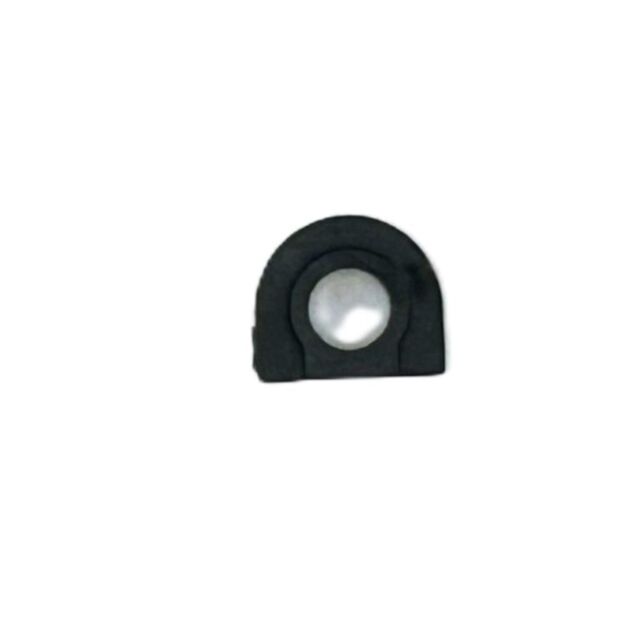 A black semicircular plastic RECOIL BUFFER FOR STEEL GUIDE ROD with a circular metallic center is shown on a plain white background.