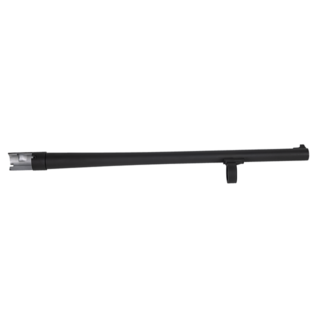 A 612 18.5" 12GA barrel with a bracket attached to its side on a white background.