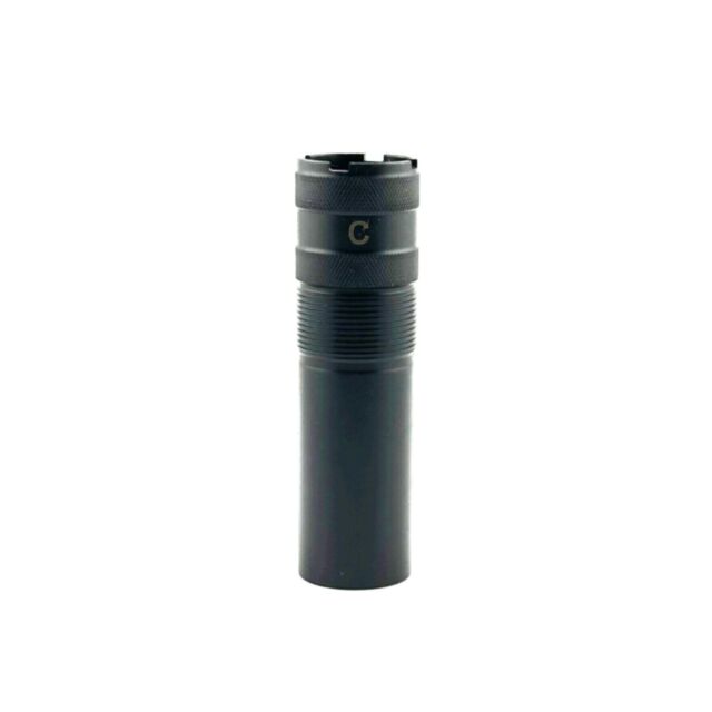 The CHOKE TUBE 612 REAPER SWAMP MAGNUM CYL BLACK features a black cylindrical design with a textured grip and a small indented "C" logo near the top. It tapers slightly towards the top, boasting a smooth bottom section for reliability and style.