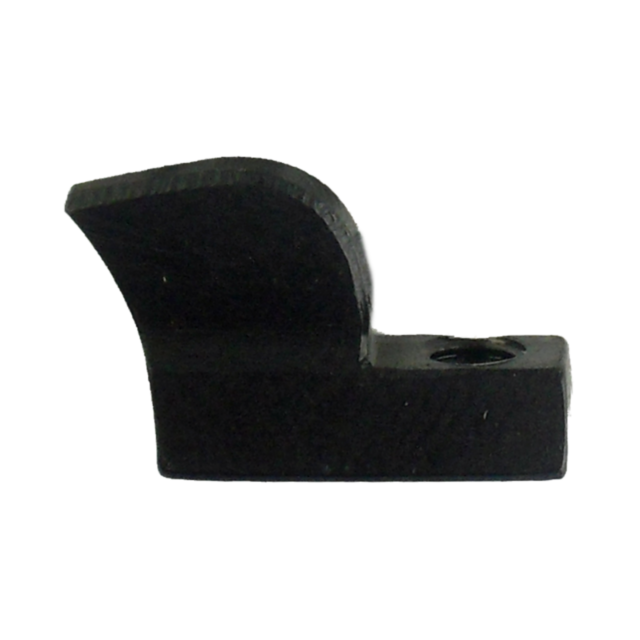 Introducing the FRONT SIGHT 452/455/512 #2, a black component crafted from either metal or plastic. It features a curved, hook-like end and a threaded hole on its flat base, making it perfectly suited for mechanical or industrial applications. Highly reco