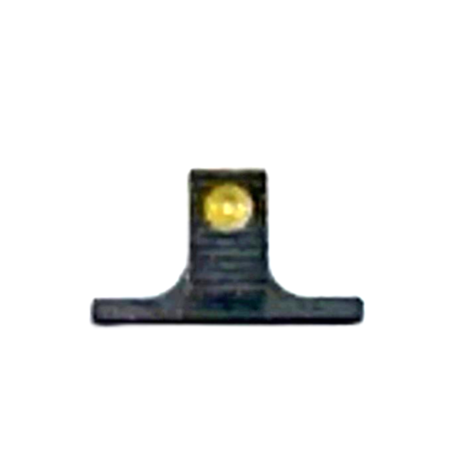 The NOCTURNE / Ported P10-C FRONT SIGHT 7,0mm is a black rectangular front sight with a vertical center post and a small yellow dot at the top, shown on a plain white background.