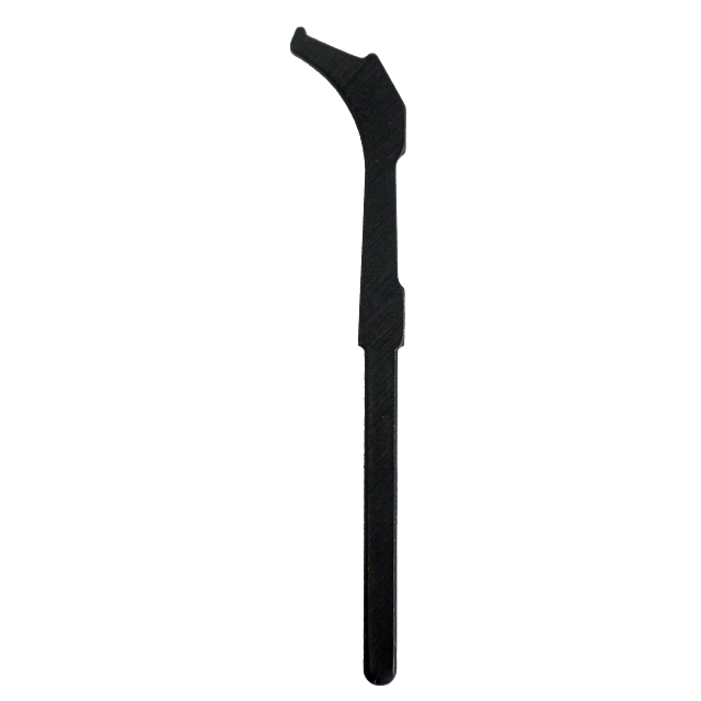 Introducing the MAIN SPRING STRUT 83: a black metal tool featuring a hook-like end and a flat handle, designed with lock pick precision for managing main springs.