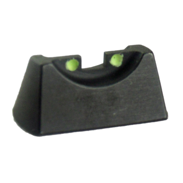 Highlighted against a plain white background is the CZUB Factory Rear Sight 75/85 #6, featuring a sleek black design with two green dots for precise aiming, perfectly complementing the 75/85 #6 models to ensure accuracy in every shot.
