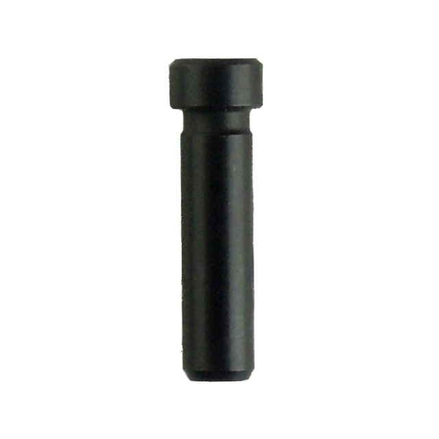 A cylindrical black object with a smooth surface and rounded top stands vertically against a plain white background, resembling the sleek design of a HAMMER PIN 75/85.