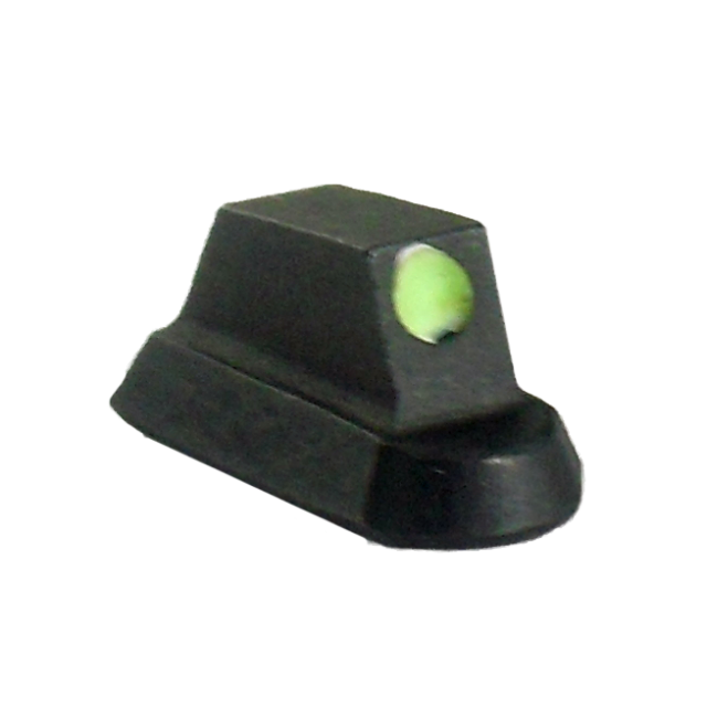 This black, triangular front sight with a green dot at the top center is expertly designed for CZUB factory's 75/85 model and showcased against a plain white background, known as the Front Sight - CZ 75 Style Handguns.