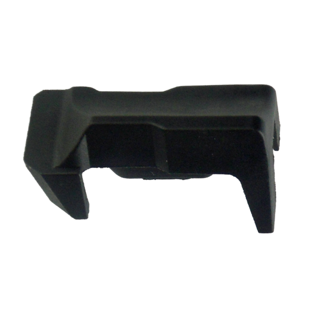 A product called the MAGAZINE FOLLOWER TAC SPORT/IPSC, featuring a black, L-shaped plastic clip or bracket against a white background. Its smooth material and square base with an extended arm make it perfect for IPSC enthusiasts who need to securely attac