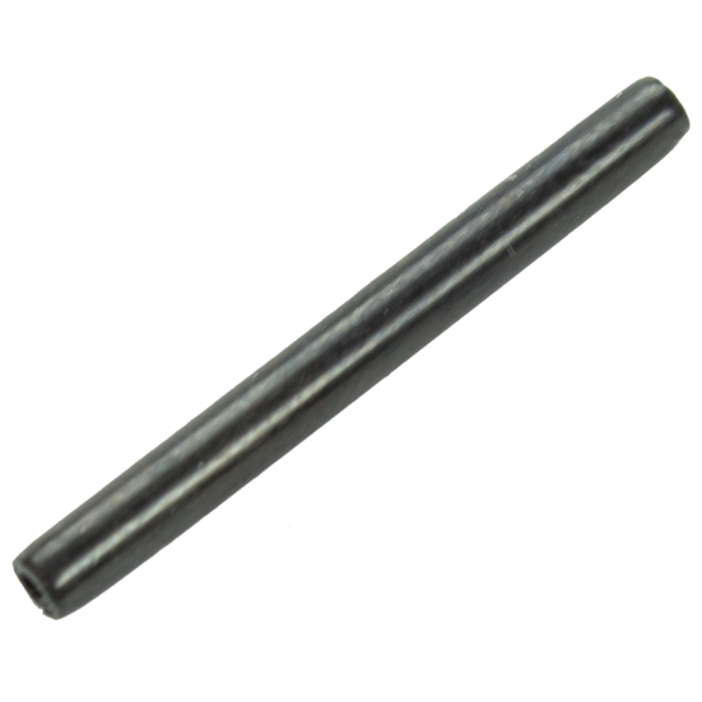Against a white background, the REAR INSERT PIN P-10 stands sleek and black, its cylindrical form boasting a smooth surface.