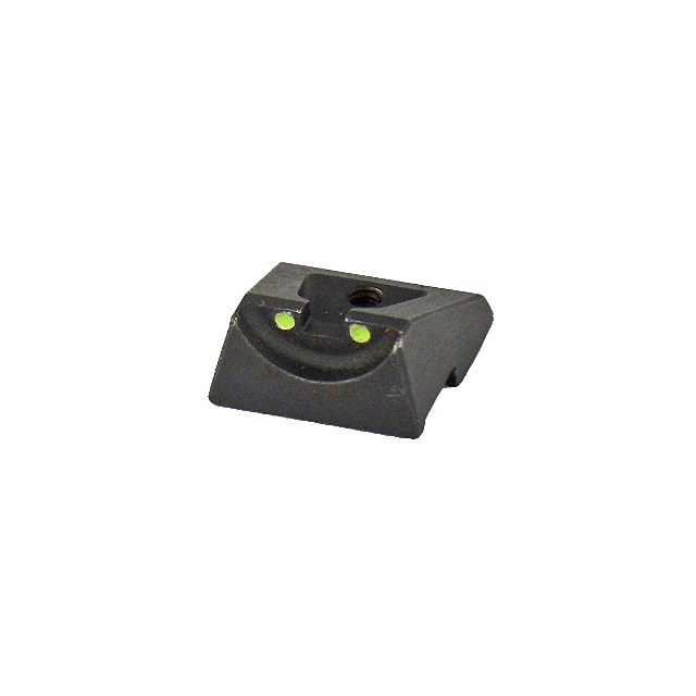 The CZUB REAR SIGHT RAMI, in black, features a unique design with a curved line and two green dots on the rear sight that creates a smiling face appearance.