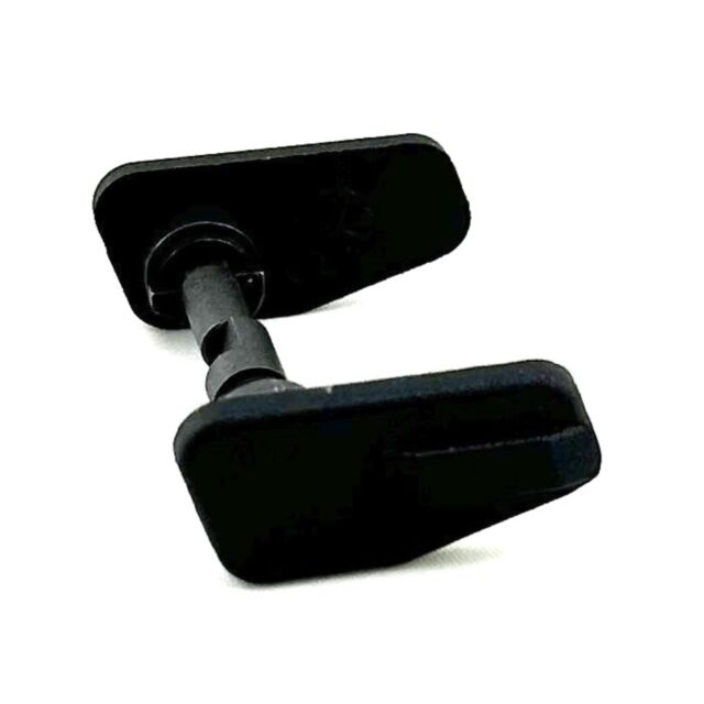 The NOCTURNE SAFETY SET features a black T-bolt fastener with a rectangular padded base plate and threaded shaft, displayed on a white background—an essential personal safety component.