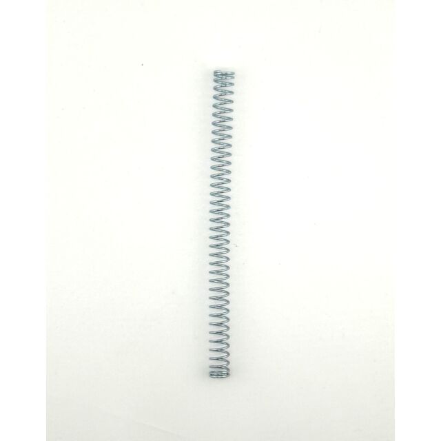 A close-up of a single, evenly wound RECOIL SPRING CZUB CZECHMATE on a plain white background. Vertically oriented with its shiny silver appearance, this spring reflects the precision synonymous with CZUB craftsmanship.