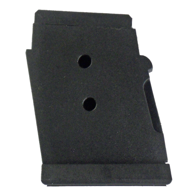 A black rectangular metal bracket with two circular holes, ideal for securing objects like the CZ 457. The edges are slightly angled and have a small cutout notch on one side, making it perfect for use as a single shot adapter in a 22LR setup.