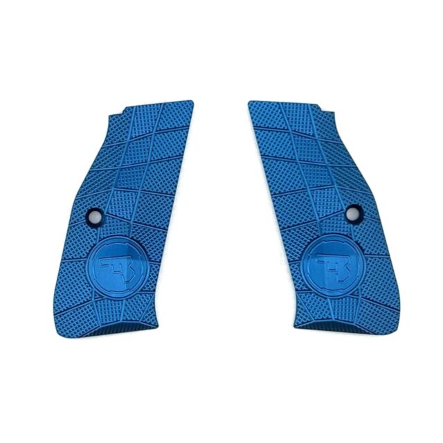 LOK Grips Shadow 2 Palm Swell GridLOK + CZ Logo - Full Length - Aluminum - Blue