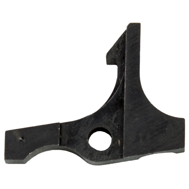 A close-up view of the EVO DISCONNECTOR - 3660-0410-0706, a small, irregularly shaped black metal part with a central hole and an angled edge.