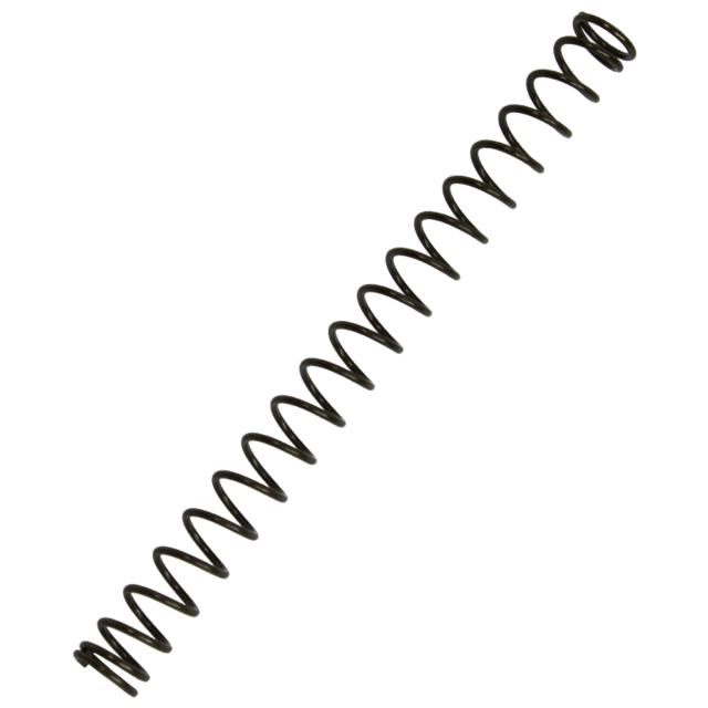 Against a plain white background, the 18LB RECOIL SPRING 75/85 COMPACT is diagonally positioned, showcasing its tightly wound, evenly spaced metallic coils that suggest it is crafted from durable steel.