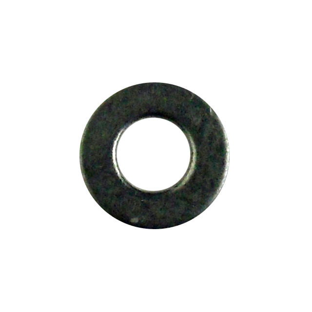 A CROSSBOLT SCREW WASHER 550 MAGNUM with its metallic shine and central circular hole is elegantly displayed against a solid black background, where its brilliant surface subtly stands out due to the contrasting backdrop.