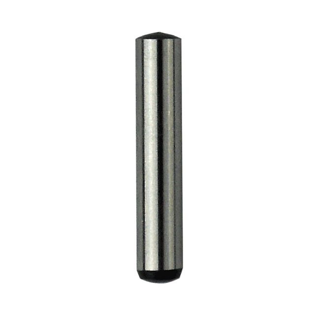 The 512 TRIGGER PIN, a sleek cylindrical metal component, stands vertically against a plain white background. Its precision-engineered design, smooth surfaces, and rounded ends reflect light beautifully, showcasing its polished finish.