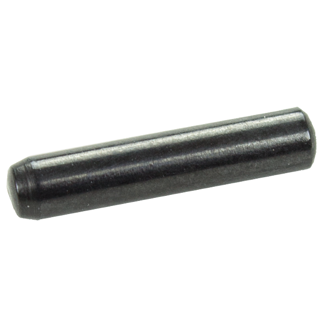 An EXTRACTOR PIN P-10, featuring a black cylindrical metal design with flat ends, is displayed against a white background.