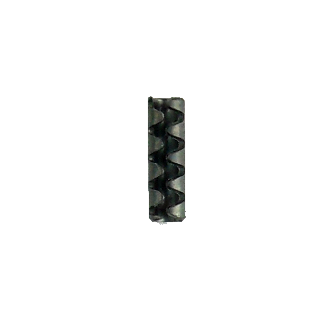A cylindrical, metallic coil spring with a zigzag pattern, isolated on a white background, resembles the intricate components of the INNER FRAME PIN FRONT P-07/P-09.
