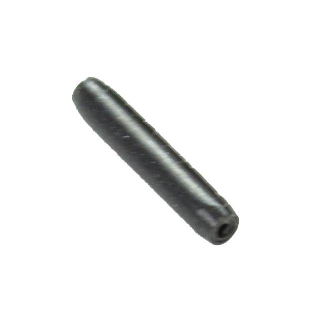 A close-up image features a small, black TRIGGER SAFETY PIN P-10 with a conical shape and hollow center. It has a smooth and shiny appearance, resting on a white background.