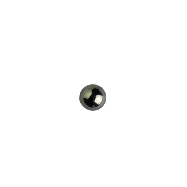 A small, shiny steel ball bearing with a reflective surface is centered against a black background, labeled as STEEL BALL 83.