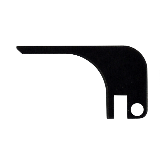 The design showcases the outline of a black metal bracket featuring a curved top and straight horizontal extension, echoing the style of the EJECTOR EVO. The lower portion includes a circular cutout on the right, similar to a keyhole shape.