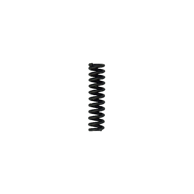 A close-up image of a HAMMER CATCH SPRING EVO against a white background, showcasing the essence of this black metal coil spring. The tightly wound spring is vertically oriented in the frame, revealing its helical shape.