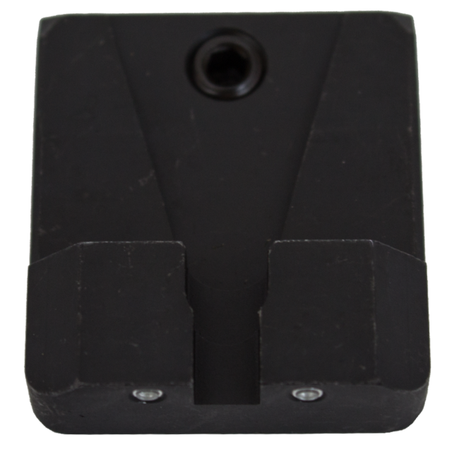 A rectangular metal bracket in black with a V-shaped cutout and two visible screws at the bottom, specifically designed to accommodate compatibility with the XS P-10 NIGHT SIGHT SET #3 STANDARD.