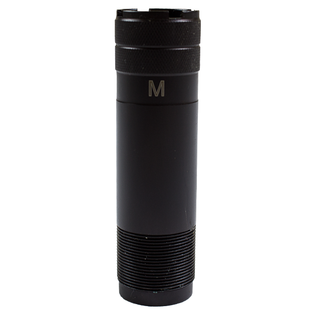 The CHOKE TUBE ALL AMERICAN MOD BLACK is a cylindrical black flashlight with a textured grip section near the bottom and a knurled section at the top. The letter "M" prominently decorates the upper part, adding an All American touch to its design.