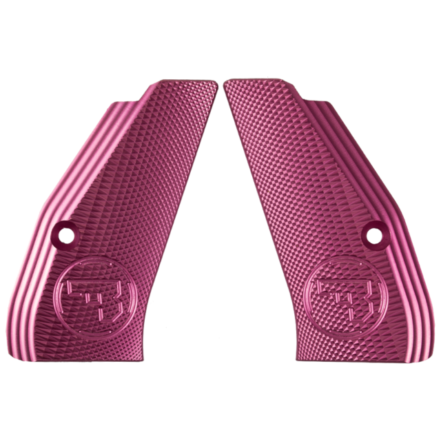 ALUMINUM GRIPS CHECKERED COMPACT PINK CZUB