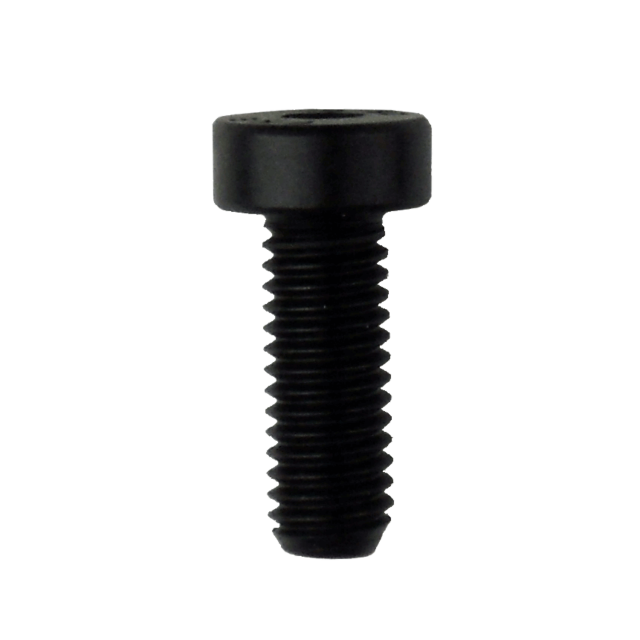A black metal screw with a cylindrical head and threaded body, similar to the 455 REAR MAGAZINE HOUSING SCREW, standing upright against a plain background.