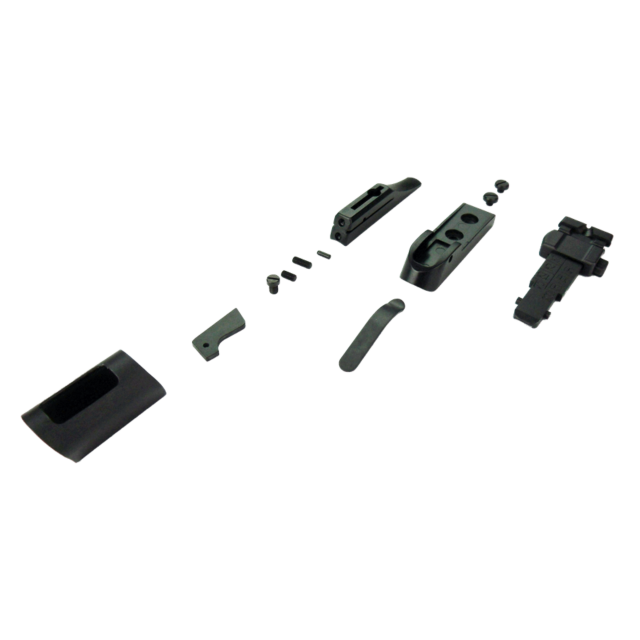 The 455 Tangent Sight Upgrade Package disassembled includes a base, elevation components, and small screws, neatly arranged on a plain white background.