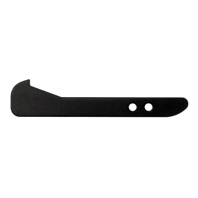 A black metal bottle opener designed with a flat handle and two round holes for grip, echoing the precision of the 512 EJECTOR .22LR ONLY. The design is minimalistic.