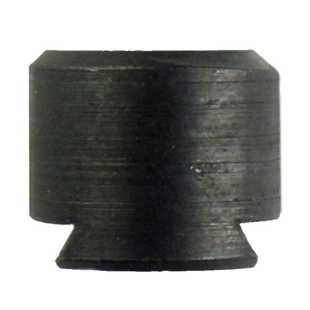 A close-up reveals the 452 Action Screw Dovetail Nut, a dark, cylindrical object with a slightly textured surface. Its design includes a wider top and bottom with a narrower middle section, resembling a spool or rolled material.