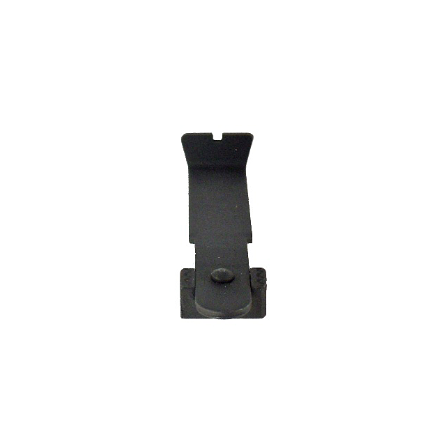 The REAR SIGHT 452 SCOUT/BASIC metal belt clip, in black, features a dual-flap design with a small rounded protrusion on the bottom flap and a hook at the top for secure attachment. It is displayed vertically against a plain white background.