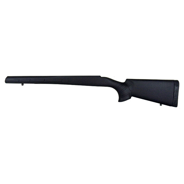 A STOCK 557 SPORTER SYNTHETIC rifle stock is showcased against a white background, highlighting its textured surface and ergonomic synthetic design.