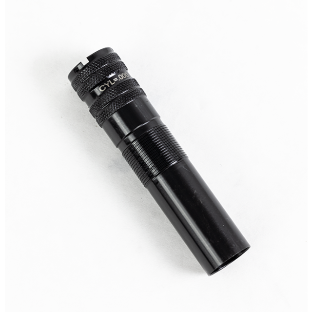 The 1012 C Choke, a compact black flashlight, is set against a simple white backdrop. It features a textured handle for enhanced grip and a sleek, cylindrical design.