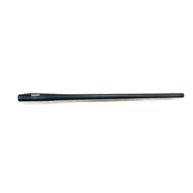 A side view of a black CZ 600+ Spare Barrel AMERICAN, 30-06 Spr., 5R, 610mm, 9/16-24 UNEF, showing a serial number printed near the breech.