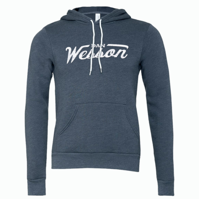 A dark gray Dan Wesson Vintage Hoodie L featuring white drawstrings, a front pocket, "Dan Wesson" in bold white cursive on the chest, and "Opan" above it in smaller text—classic style for any hoodie lover.