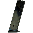 A black MAG CZ 75 TS, designed for compatibility with the .40 S&W, stands upright and is capable of holding 17 rounds of ammunition, with visible numbering.